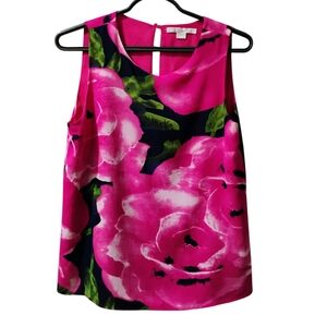 Boxy Pink Floral Blouse with Sleeveless Design